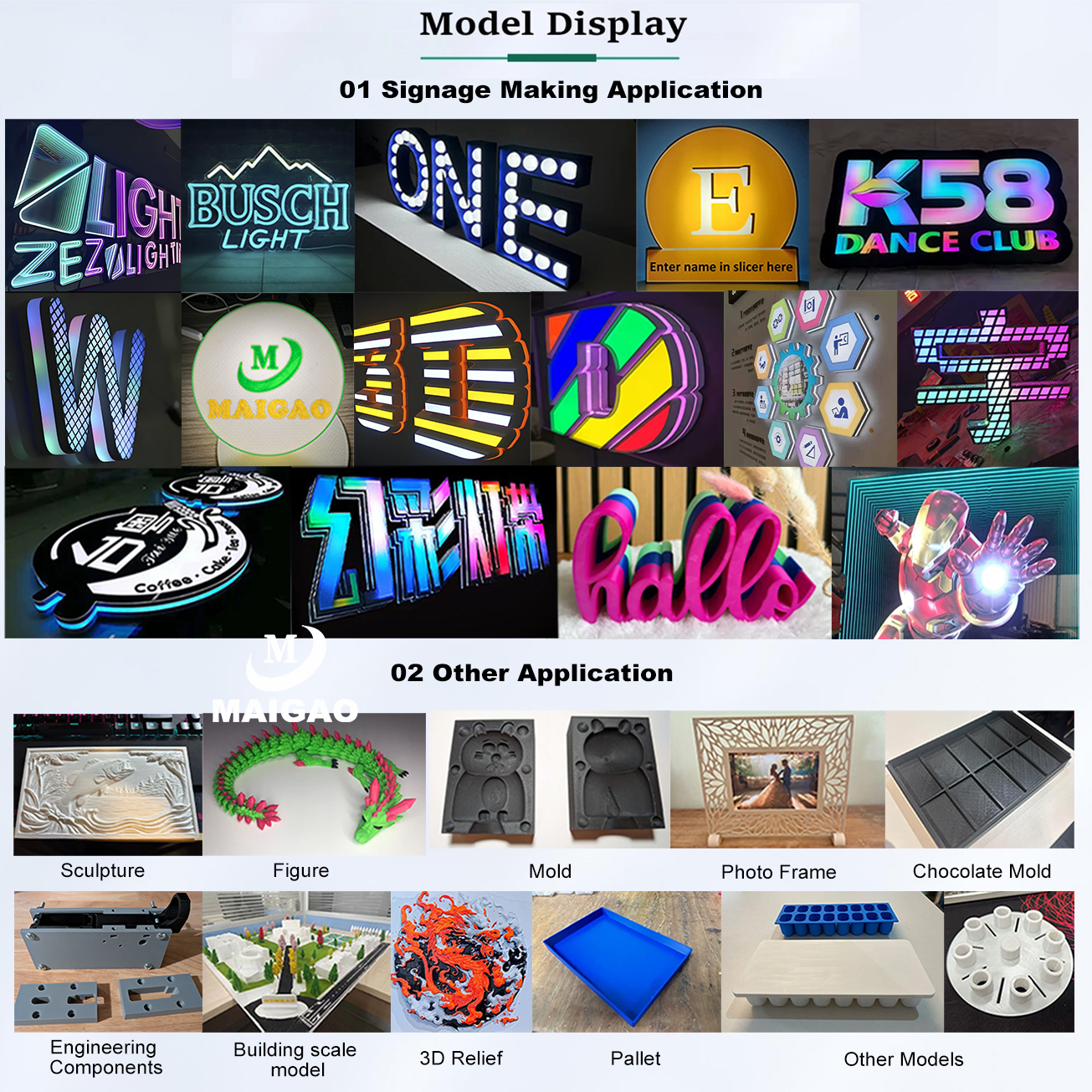 Maigao AI-S1200 Pro 1200mm*1200mm Colors Klipper Channel Letter Neon Sign AD-PETG Petg Pds Mmla Large 3d Printer for Signage - Image 9