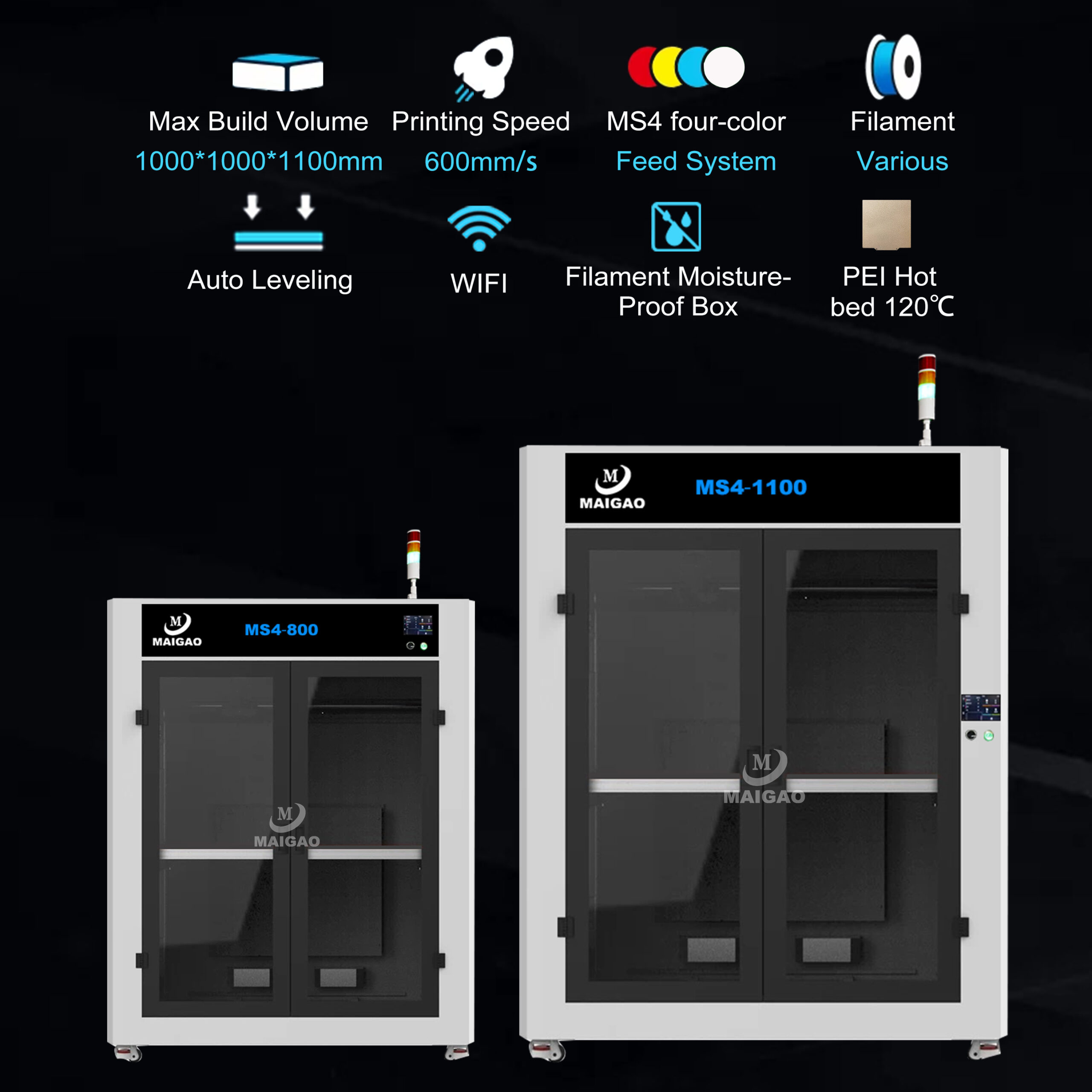 Maigao MS4-1100 Large Format 1100mm Four Colors 600mm/s Auto Parts Car Bumper High Speed Industrial 3d Printer - Image 2