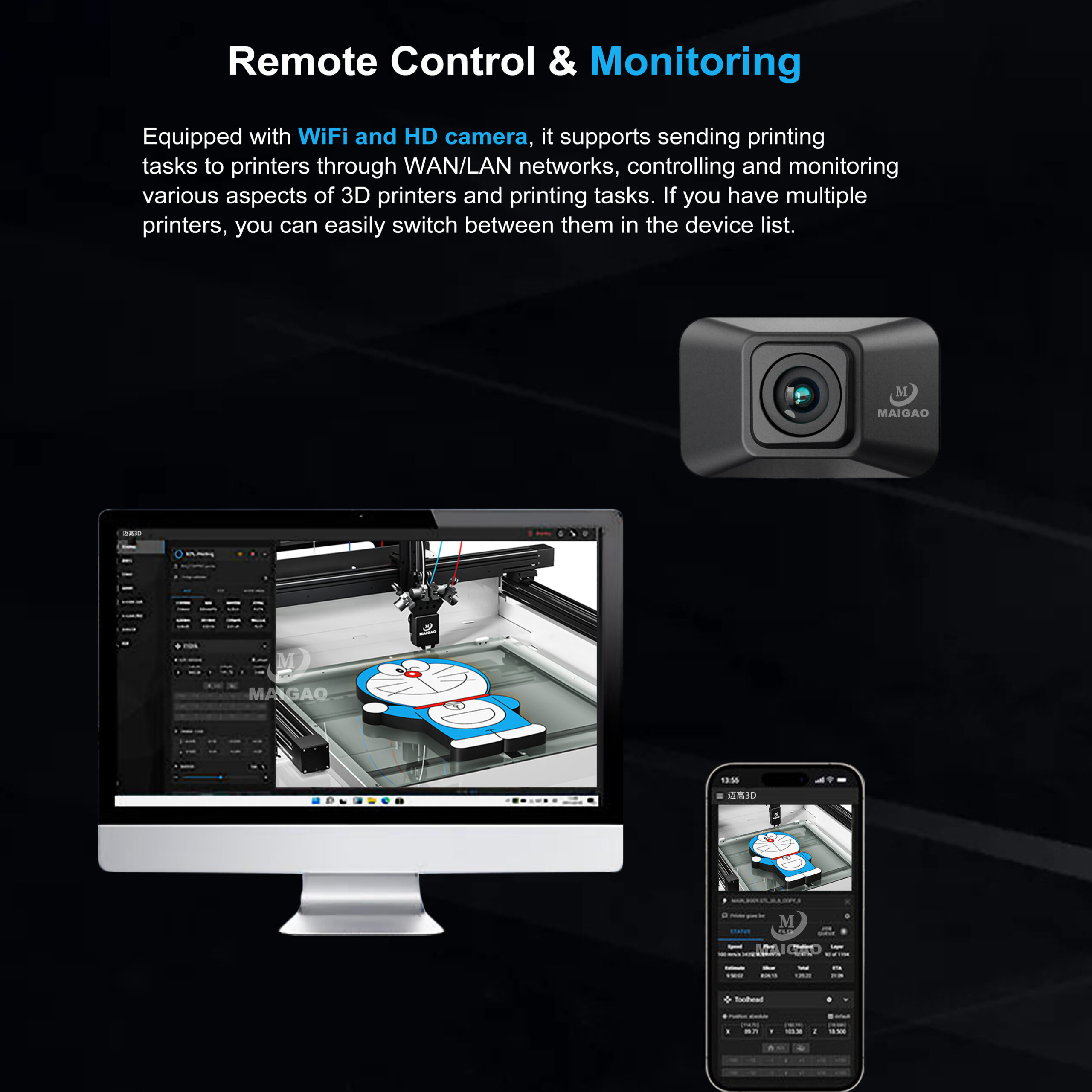 Maigao MS4-1100 Large Format 1100mm Four Colors 600mm/s Auto Parts Car Bumper High Speed Industrial 3d Printer - Image 5