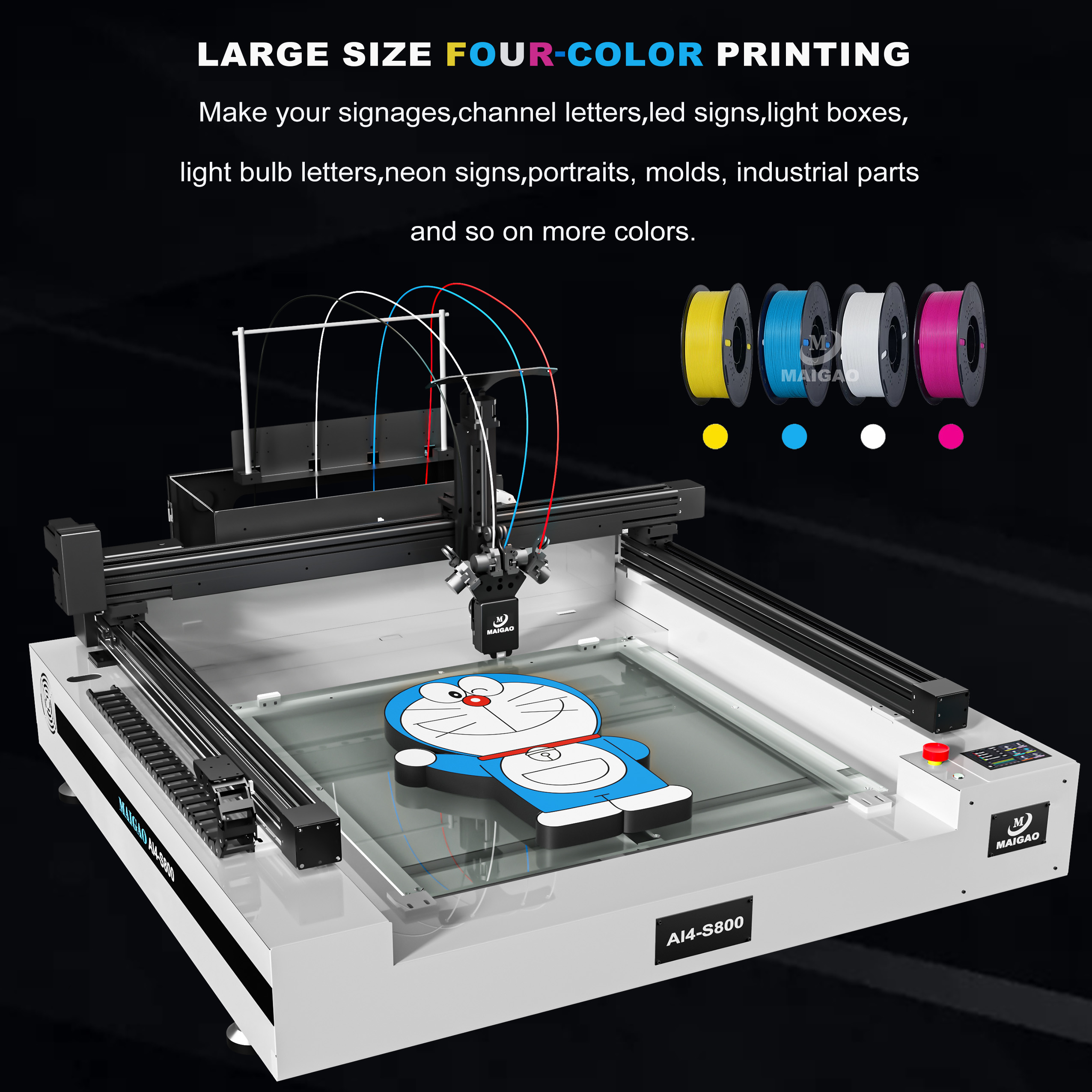 MAIGAO AI4-S1200 Four Colors Large Format1200mm Klipper 500mm/s Channel Letter Led Neon Sign 3D Printer - Image 3